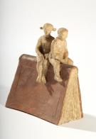 Maquette "Deux enfants sur le dos d'un livre"