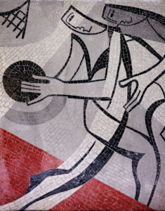 Artiste : Robert LESBOUNIT
A- LE SPORT fresque mosaïque intérieur du gymnase de la Malmedonne